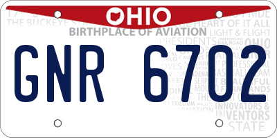 OH license plate GNR6702
