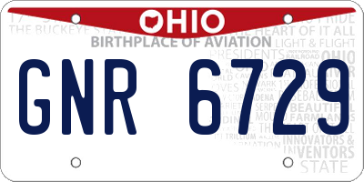 OH license plate GNR6729