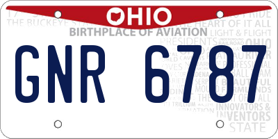OH license plate GNR6787