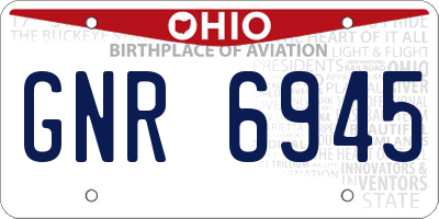 OH license plate GNR6945