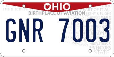 OH license plate GNR7003