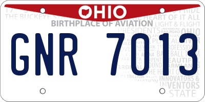 OH license plate GNR7013