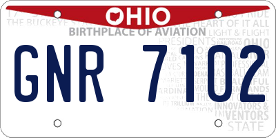 OH license plate GNR7102