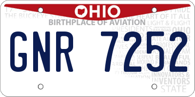 OH license plate GNR7252