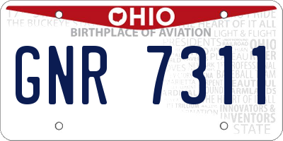 OH license plate GNR7311