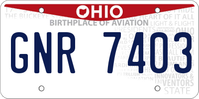 OH license plate GNR7403