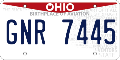 OH license plate GNR7445