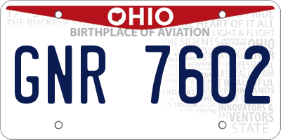 OH license plate GNR7602