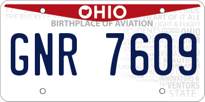 OH license plate GNR7609