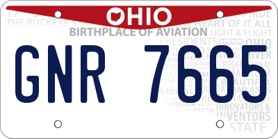 OH license plate GNR7665
