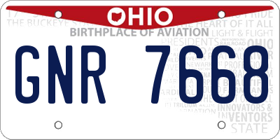OH license plate GNR7668