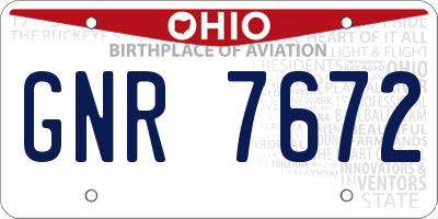 OH license plate GNR7672