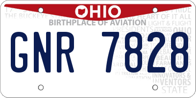 OH license plate GNR7828