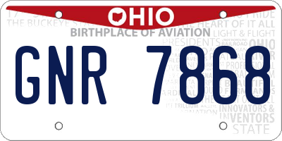OH license plate GNR7868