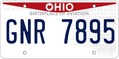 OH license plate GNR7895