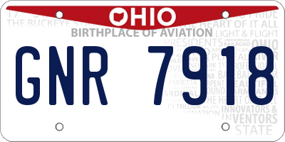 OH license plate GNR7918