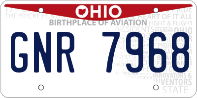 OH license plate GNR7968