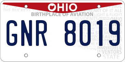 OH license plate GNR8019