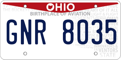 OH license plate GNR8035