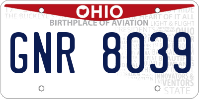 OH license plate GNR8039