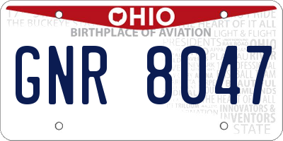 OH license plate GNR8047