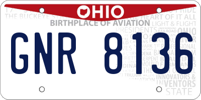 OH license plate GNR8136