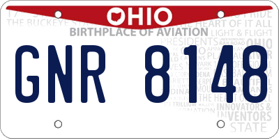 OH license plate GNR8148