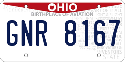OH license plate GNR8167