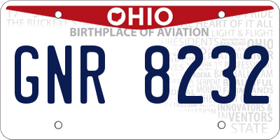 OH license plate GNR8232