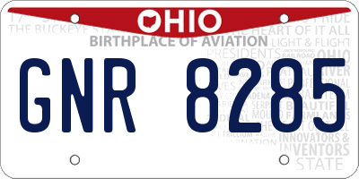 OH license plate GNR8285