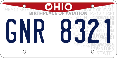 OH license plate GNR8321