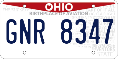 OH license plate GNR8347