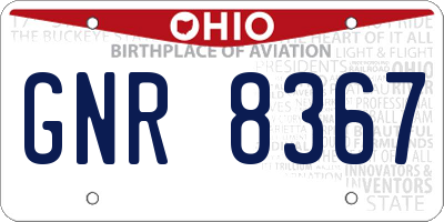OH license plate GNR8367