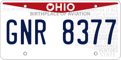 OH license plate GNR8377