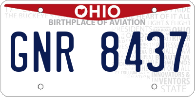 OH license plate GNR8437