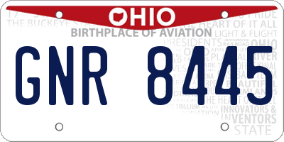 OH license plate GNR8445