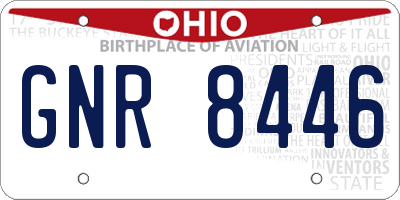 OH license plate GNR8446