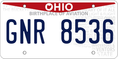 OH license plate GNR8536