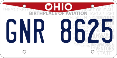 OH license plate GNR8625