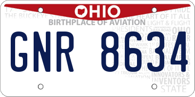 OH license plate GNR8634
