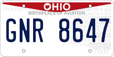 OH license plate GNR8647