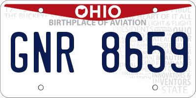 OH license plate GNR8659