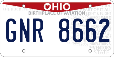 OH license plate GNR8662