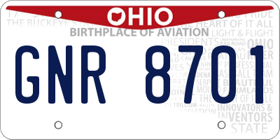 OH license plate GNR8701