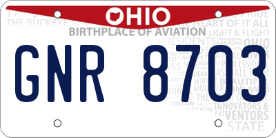 OH license plate GNR8703