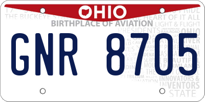 OH license plate GNR8705