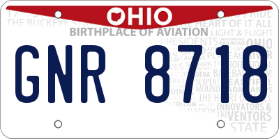 OH license plate GNR8718
