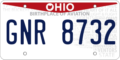 OH license plate GNR8732