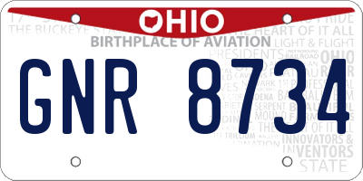 OH license plate GNR8734