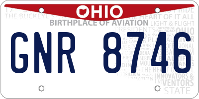 OH license plate GNR8746